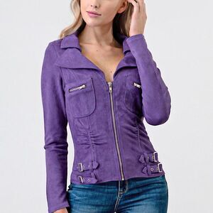 Suede Long Sleeve Buckle Jacket